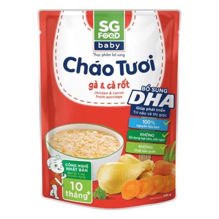 Cháo Tươi SG Food Baby Gà Cà Rốt 240G