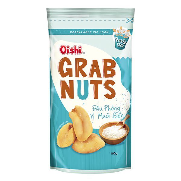 Đậu Phộng Oishi Grab Nuts Vị Muối Biển Gói 100G