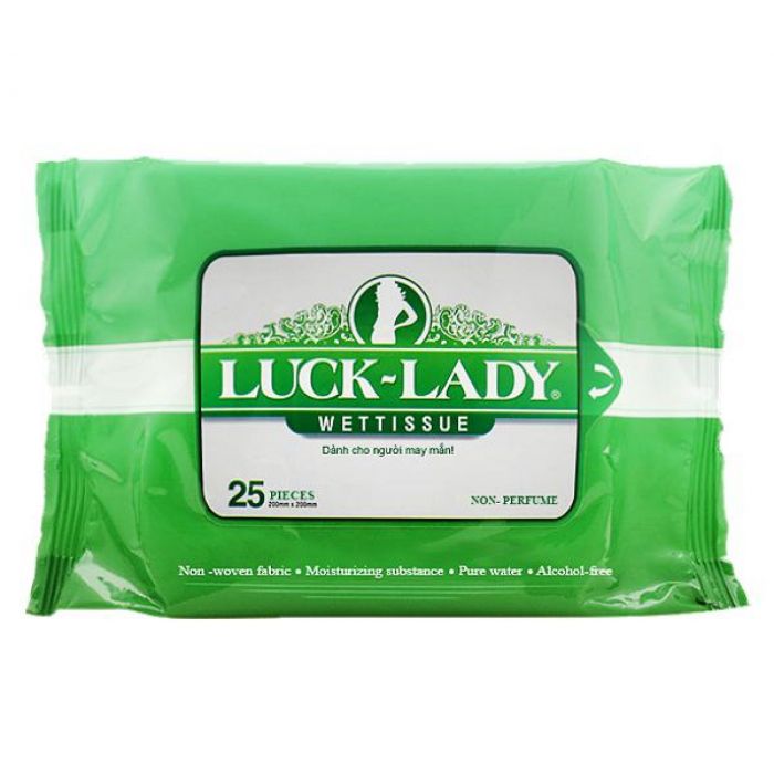 Khăn Giấy Ướt Luck Lady Không Mùi Gói 25 Tờ