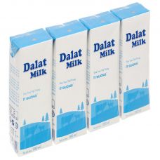 Lốc 4 Sữa Tươi Tiệt Trùng Dalat Milk Ít Đường Hộp 180Ml